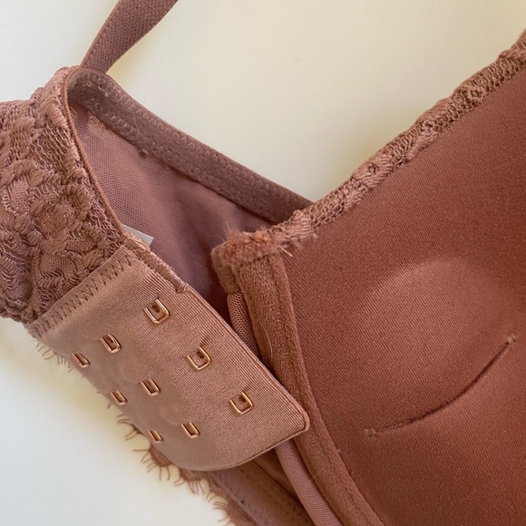 New NWT Aerie Real Power Plunge Push Up Eyelash Lace Bra Rose Pink Mauve 36C - Picture 6 of 6